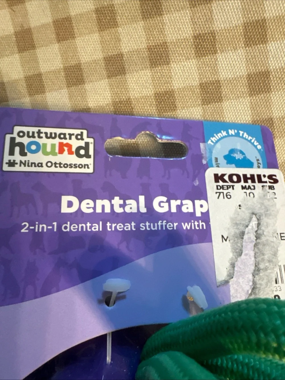 Outward Hound Purple Grape 2-in-1 Dental Dog Toy with Green Rope